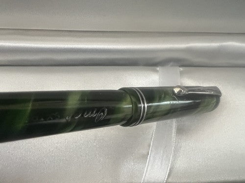 Omer Extra Stylo-Plume Stylo à Plume Celluloid Vert Marbré Écrit Vintage
