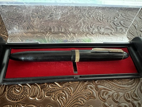 🔴 TROPEN GOLD penna stilografica nera a pistone pennino ORO scrive vintage