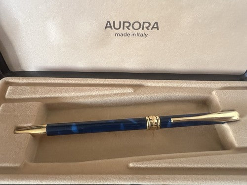 Aurora Stylo-Plume Sphère Magellano Laque Bleu Marbré Profils Doré Vintage I