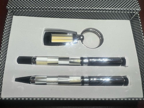 🔴 Lackierter Kugelschreiber und Rollerball-Stift mit Schlüsselanhänger und Geschenkbox 