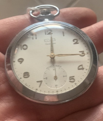 🔴 ELVES orologio tasca uomo meccanico champagne funziona ad ancora vintage