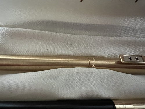 🔴 PAPERMATE penna +matita meccanica metallo dorato scrivono scatola vintage