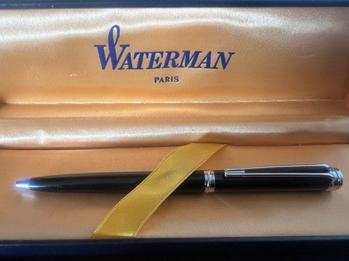 🔴 WATERMAN penna sfera lacca nera Harmony profili cromati con astuccio