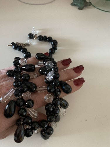 DEA GIOIELLI Silver Plated Gold Necklace With Natural Onyx Gemstones 