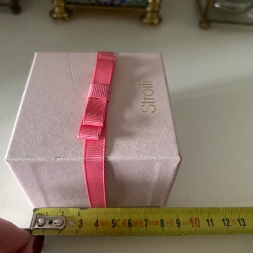 🔴 STROILI Ringbox, Ohrringe, Anhänger, Charms mit rosa Schleife 