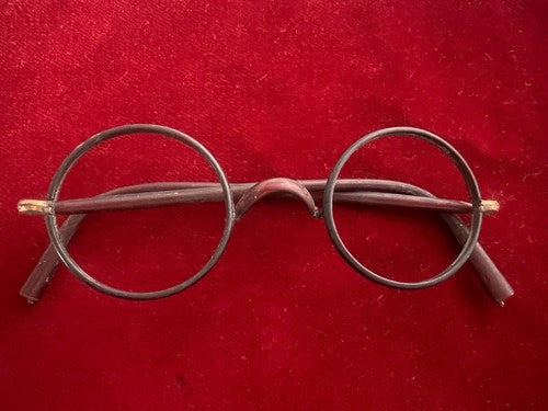 🔴 Montatura OCCHIALI ANTICHI metallo bachelite leggeri Charlie Chaplin 1800 n.2