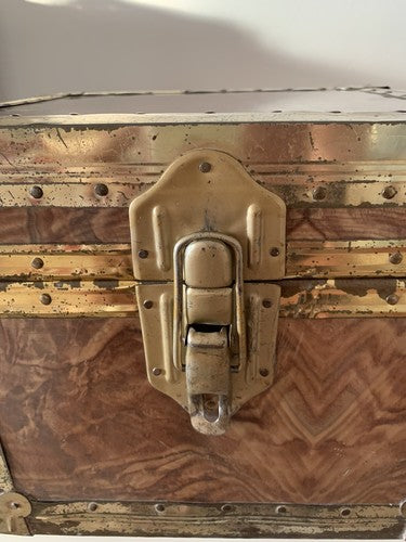 🔴 BAULE legno ottone porta gioielli cappelli preziosi orologi vintage