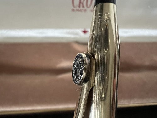Cross Stylo-Plume Sphère Eland Plaqué Or Avec Emblème Écrit Avec Boîte Vintage