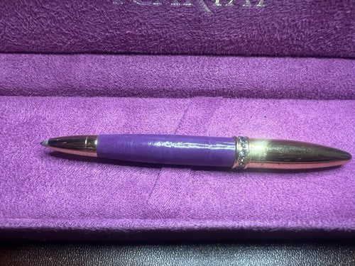 Campo Marzio Stylo-Plume Sphère Femme Avec Strass Et Décor Cuir Violet Écrit