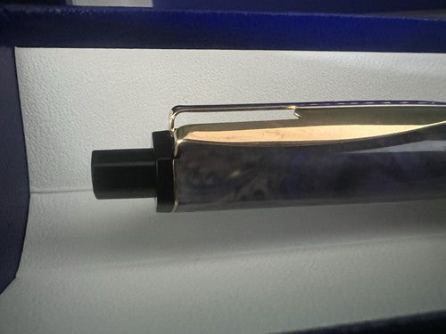 Waterman Stylo-Plume Sphère Reflex Bleu Avec Décor Profils Doré Écrit Vintage