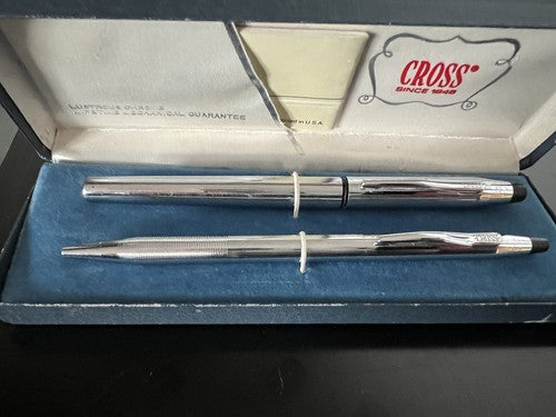 🔴 CROSS penne sfera laminate cromate vintage da smontare 2 PENNE pennarello