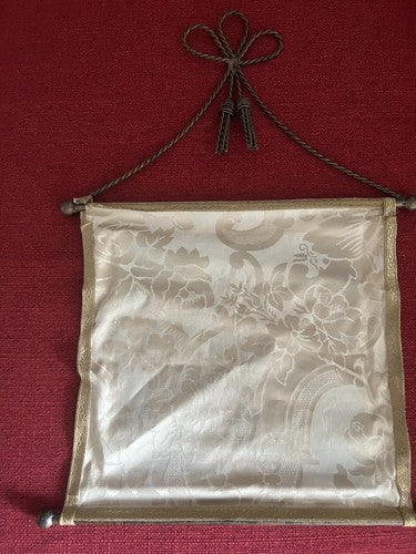 🔴 Quadro PANNELLO TESSUTO con supporti di metallo a bandiera L 40 cm vintage