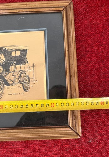 Ford Model T Panonceau Carré Publicité Display Carte Dorée Brillant Vintage