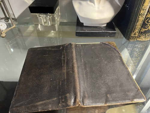 🔴 CREDITO EMILIANO portafoglio, porta documenti pelle con bordi dorati, vintage