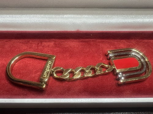 Ungaro Metal Keychain Golden With Case and Certificate Mai Used