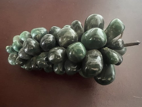 🔴 Grappolo uva GIADA VERDE autentica scultura misura naturale 16x8,5 vintage