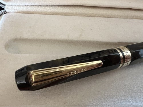 Delta Stylo-Plume Sphère Marbré Facettes Et Argent 925 Écrit Avec Boîte 