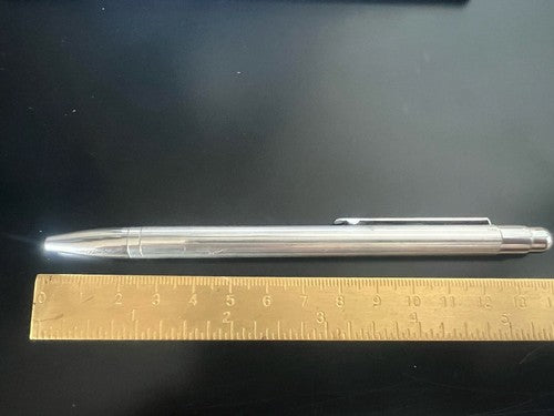 🔴 Penna sfera ARGENTO 925 MASSICCIO 925 righe pulsante a scatto scrive vintage