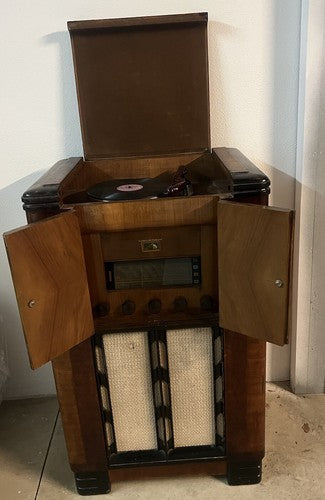 🔴 LA VOCE DEL PADRONE radio grammofono mobile legno noce FUNZIONA VINTAGE