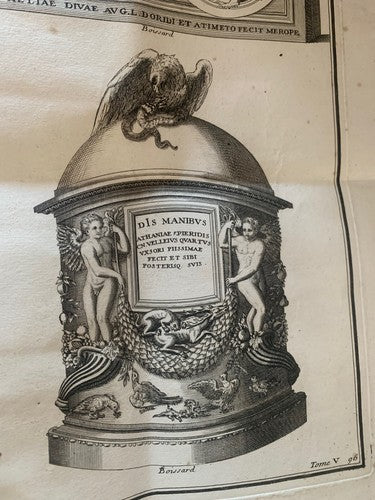 🔴 BOISSARD painting engraving tomb urn burial noble couple 