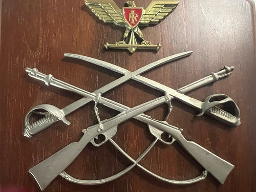 🔴 Crest ISPETTORATO ARMI FANTERIA E CAVALLERIA scudo legno metallo h 15