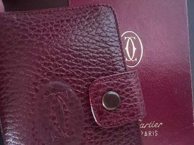 🔴 CARTIER porta agenda piccolo Must pelle bordeaux vintage confezione originale