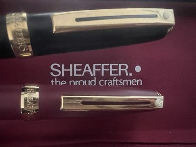 Sheaffer’S Penne Sphère Roller Bordeaux Et Noire Laque Set Vintage Trousse