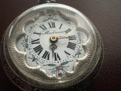 🔴 Orologio tasca ARGENTO 800 donna da revisionare parti vintage REMONTOIR 3