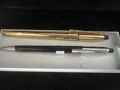 🔴 WATERMAN penne sfera vintage Set oro e nero/cromo meccanismo a scatto vintage