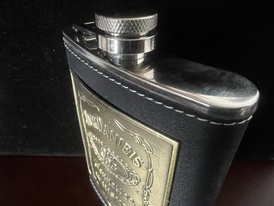 🔴 JACK DANIEL'S fiaschetta acciaio 8 oz rivestita pelle con placca metallo