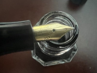 Vintage Mother-Of-Pearl Celluloid Fountain Pen Mosaic Snake And 14K Gold