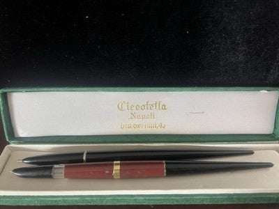 🔴 Penna stilografica scrivania a pulsante + penna a sfera stilofori vintage