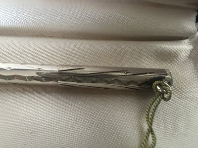 🔴 Penna sfera ARGENTO 800 massiccio corpo guillocchè con turchesi vintage