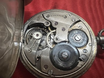 🔴 Orologio tasca ARGENTO 800 occhio di bue funziona raro vintage