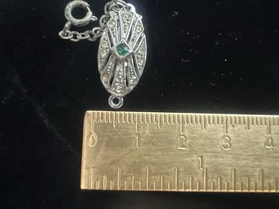 🔴 ARGENTO 835 chiusura collana gancio 1 filo con pietra verde vintage