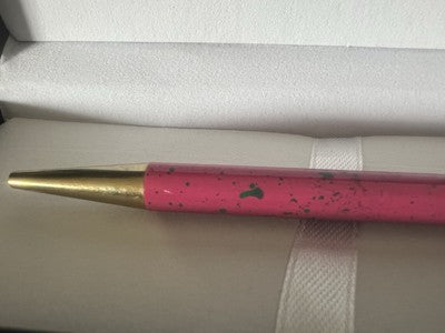 🔴 PELIKAN penna sfera lacca rosa verde e dorata a scatto scrive vintage