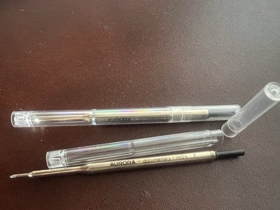 🔴 AURORA refill penna inchiostro NERO F Wagon 2 PEZZI ricarica ricambio