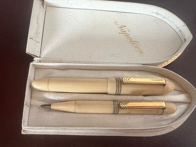 NAPOLÉON Stylo Et Crayon En Celluloïd Ivoire Communion Ensemble Vintage