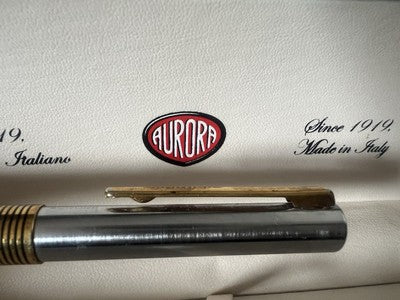 🔴 AURORA penna stilografica Marco Polo cromata con cartuccia astuccio