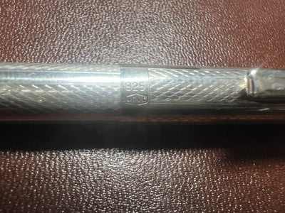 🔴 Penna sfera ARGENTO 925 massiccio cesellato guillocchè scrive vintage 1