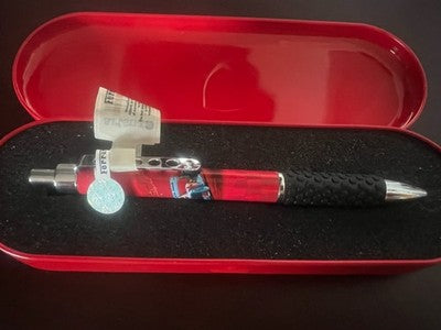 🔴 FERRARI penna sfera rossa sezione gomma cappuccio a scatto NOS