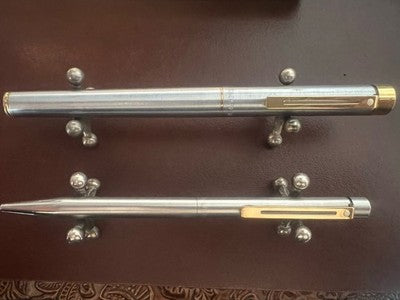 🔴 SHEAFFER penna sfera + roller Imperial Triumph metallo cromato profili dorati