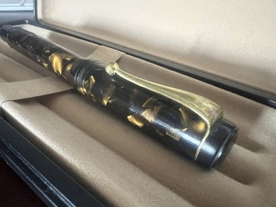 Stift Füllfederhalter Black Star Zelluloid Marmorata Feder Gold 14k Vintage