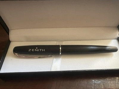 🔴 ZENITH penna sfera nera refill roller con stellina scrive con astuccio NOS