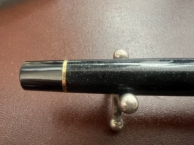 🔴 MASERATI penna stilografica resina nera iridescente blu profili dorati NOS