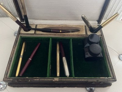 Boîte Penne Exposition Porte-Stylo Elle Interne Velours de Bureau Vintage