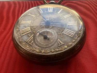 Montre Poche Argent 925 A Cane 3 Charnières Antique Londres 1870 Fonctionne