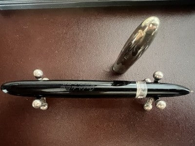 🔴 CONDOR penna stilografica nera DELUXE a pistone scrive vintage 1950