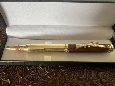 Stylo À Bille Fusil RAIN HUNTER Métal Bois Avec Douille Écrit Vintage