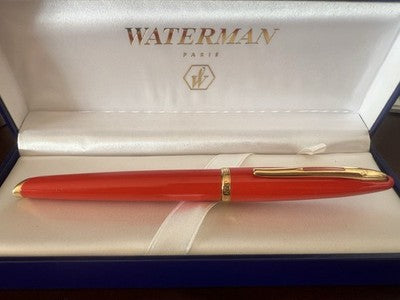 🔴 WATERMAN fountain pen Carene orange coral lacquer 18 KT GOLD nib F